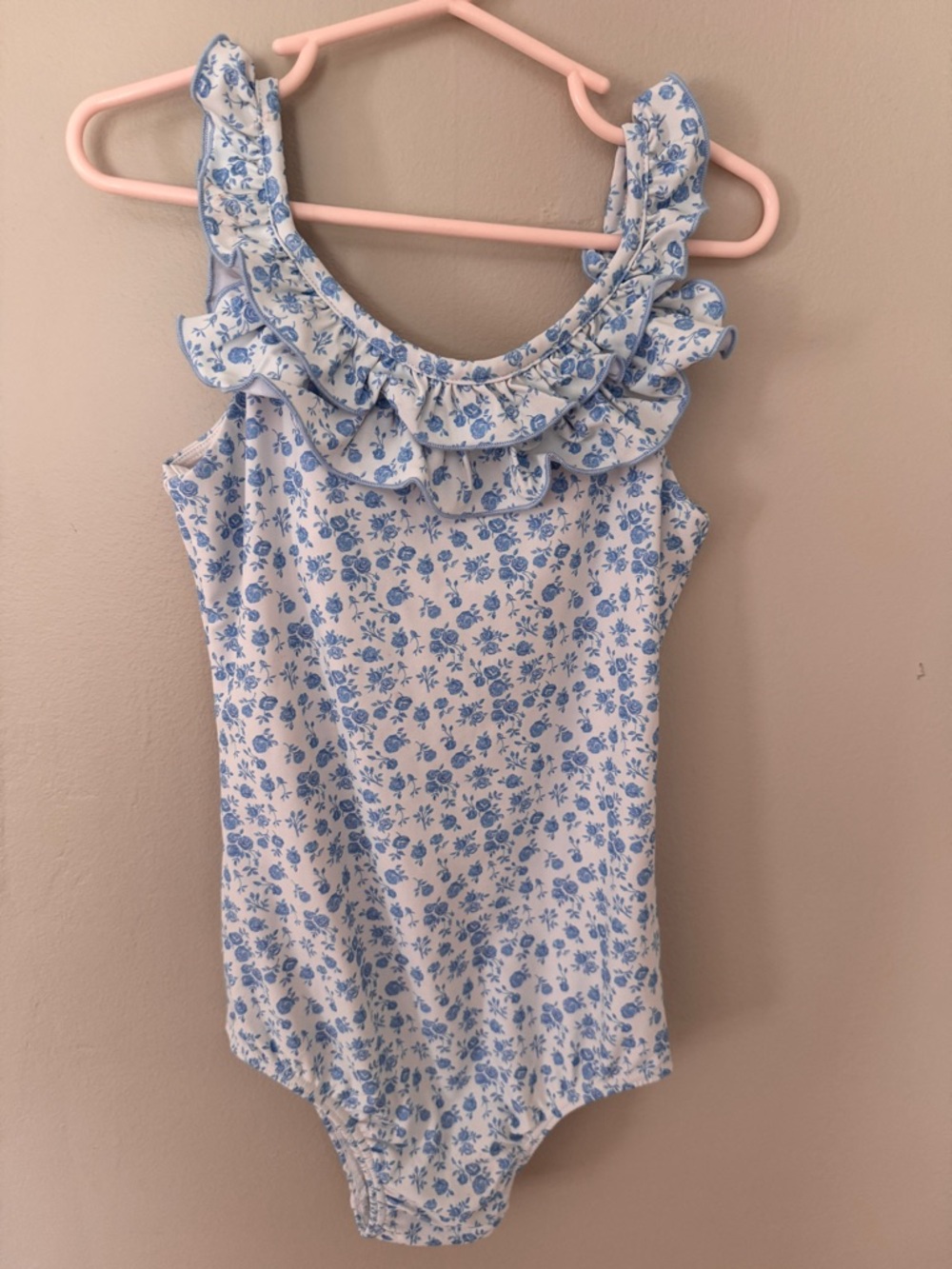 SweetHoney Kids One-Piece Swimsuit in White and Light Blue Floral